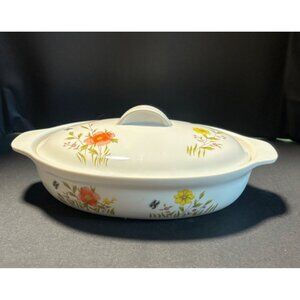Andrea by Sadek Country Flowers Oven To Table Oval Small Casserole Dish With Lid